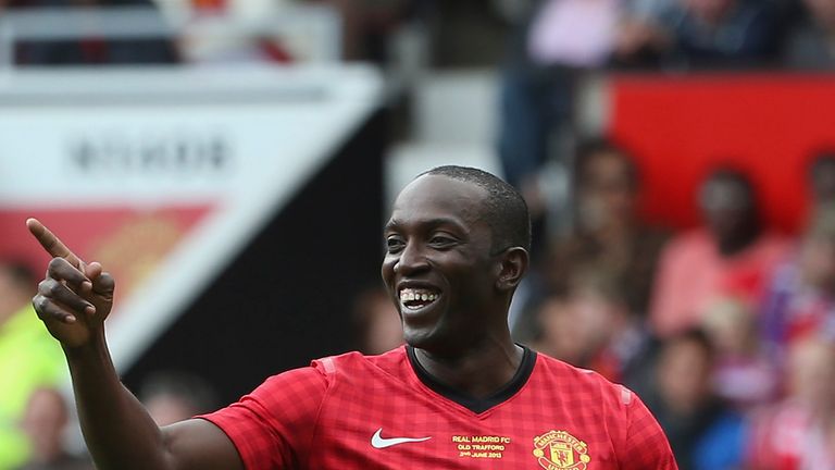 Yorke plays in a Manchester United legends match in 2013