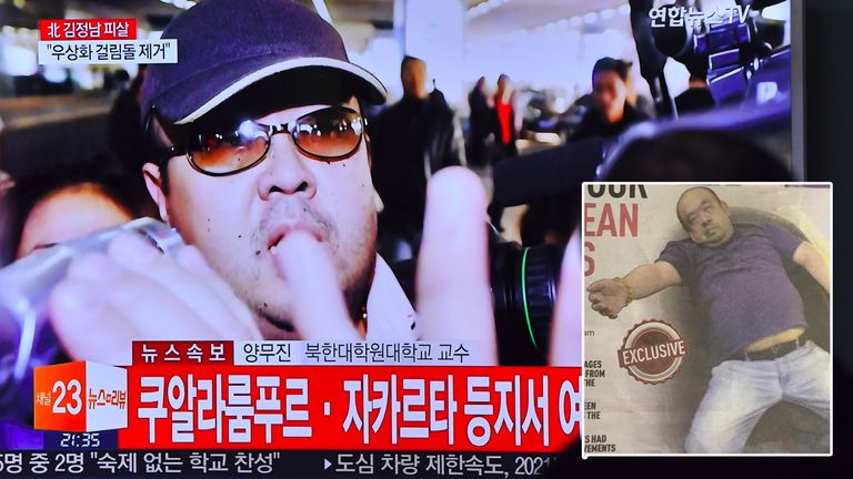 Inset: The last purported image of Kim Jong-Nam alive, as printed by the New Straits Times