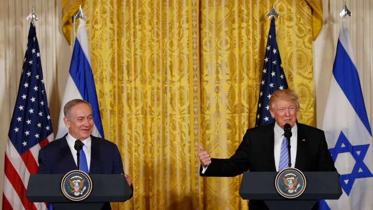 US President Donald Trump and Israeli Prime Minister Benjamin Netanyahu at the White House