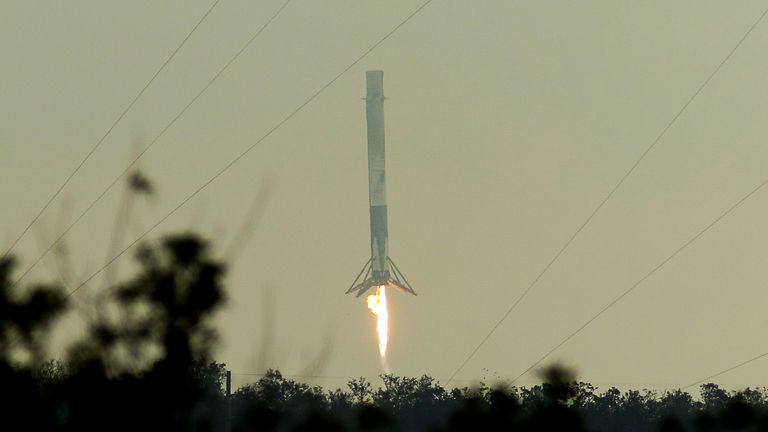 The Space X rocket lands at Kennedy Space Center