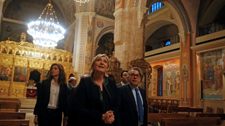 Marine Le Pen visits Saint George Orthodox Cathedral in Beirut with a French deputy
