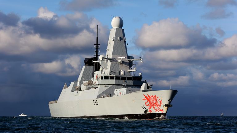 HMS Dragon rescued sailors onboard the Clyde Challenger. Pic: Royal Navy