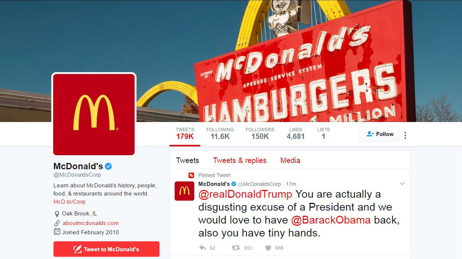 McDonald's Deletes Tweet Calling Trump 'a Disgusting Excuse Of A ...