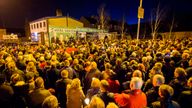 Mourners attend a vigil for Martin McGuinness in west Belfast