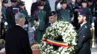 King Philippe lays a wreath at the Maelbeek metro station in Brussels