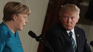 Angela Merkel and Donald Trump at the White House