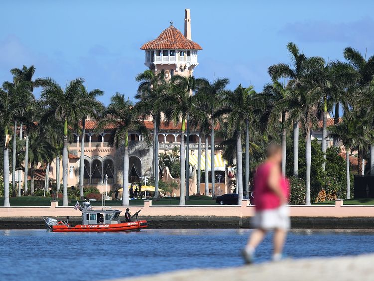The Mar-a-Lago Resort is seen where President Donald Trump is hosting Japanese Prime Minister Shinzo Abe on February 11, 2017 in West Palm Beach, Florida. The two are scheduled to play golf as well as discuss trade issues