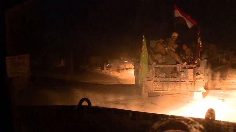 Sky&#39;s Stuart Ramsay went out on a rare night-time raid with Iraqi forces