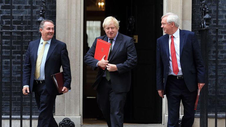  International Trade Secretary Liam Fox, Foreign Secretary Boris Johnson and Brexit Secretary David Davis