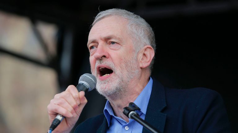 Jeremy Corbyn addresses an NHS rally in London