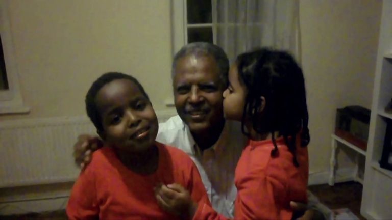 Andy Tsege pictured with his children