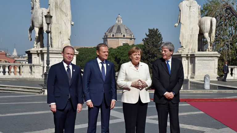 European leaders including Angela Merkel gathering in Rome