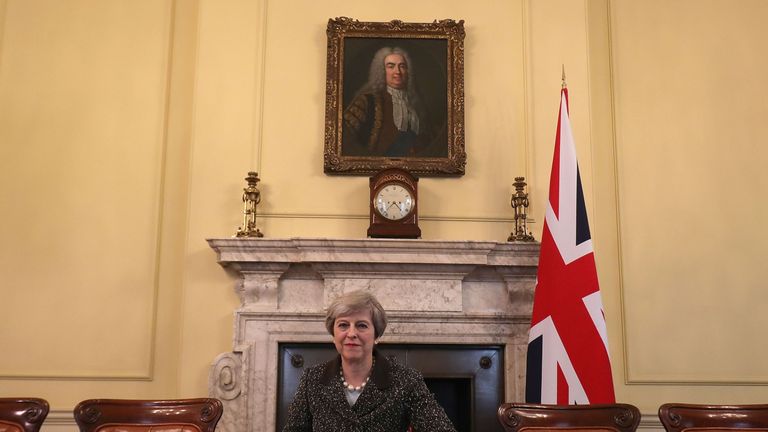Embargoed to 2200 Tuesday March 28 Prime Minister Theresa May in the cabinet signs the Article 50 letter, as she prepares to trigger the start of the UK&#39;s formal withdrawal from the EU on Wednesday