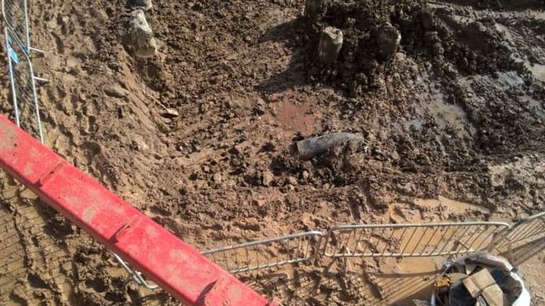 The scene of an unexploded wartime bomb in Brent. Pic: Met Police