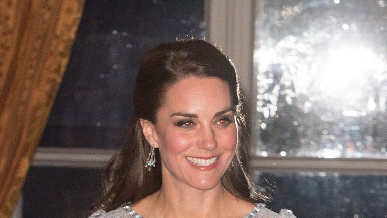 The Duchess wore a stunning evening dress by Jenny Packham to the dinner, while the Duke spoke about the enduring bonds between the UK and France
