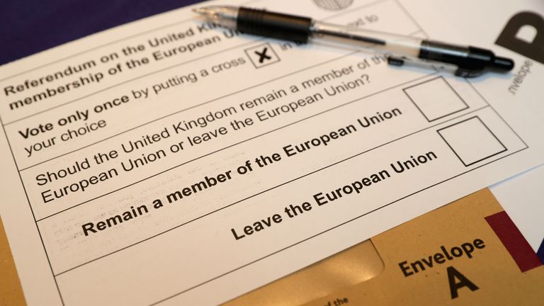 The voting slip for the EU referendum