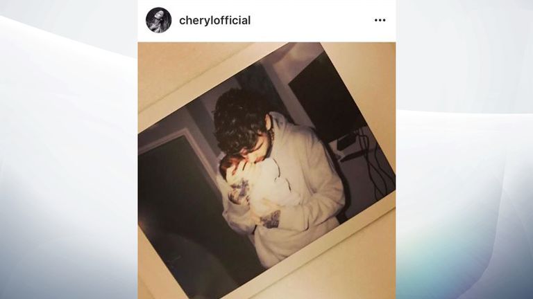 Cheryl&#39;s partner Liam Payne and their new baby on an Instagram post