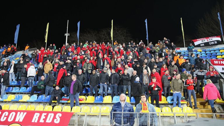 The United fans who made the trip inside Rostov's stadium