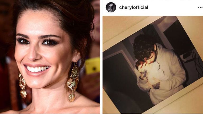 Cheryl and her partner, One Direction star Liam Payne, holding their first child