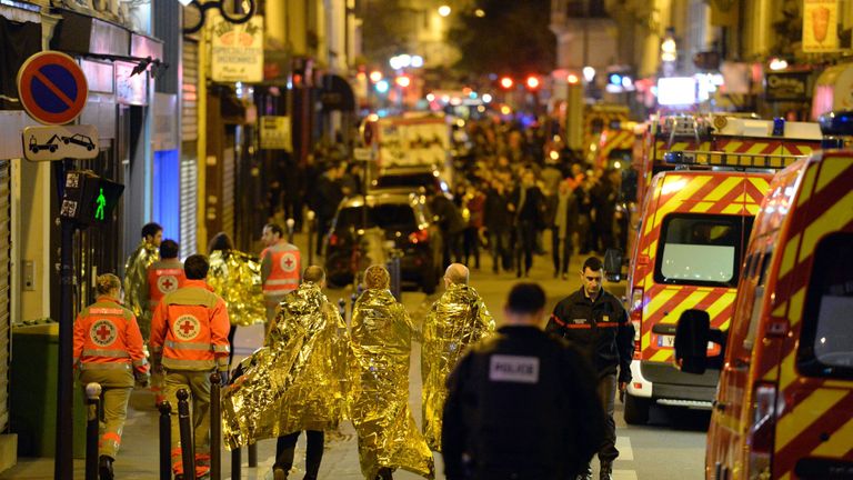 People are being evacuated near the Bataclan concert hall