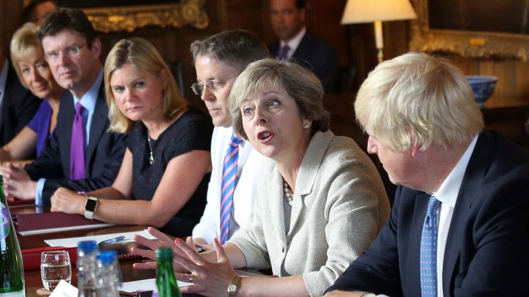 Theresa May holds a cabinet meeting at the Prime Minister&#39;s country retreat Chequers