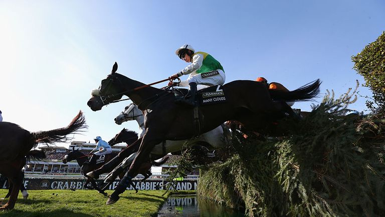 Many Clouds on the way to winning the 2015 Grand National