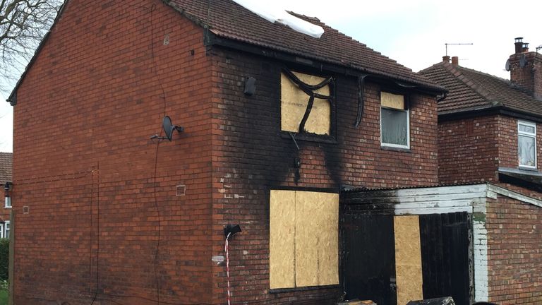 The scene of the fatal house fire in Withington, Manchester