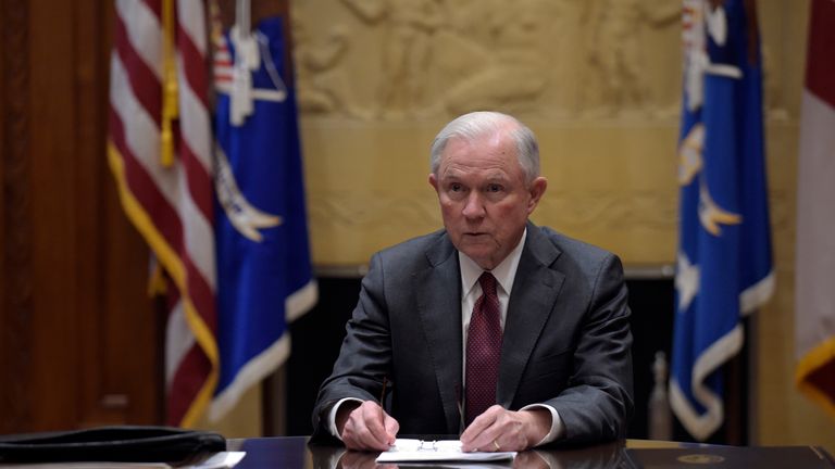 Attorney General Jeff Sessions holds a meeting with the heads of federal law enforcement