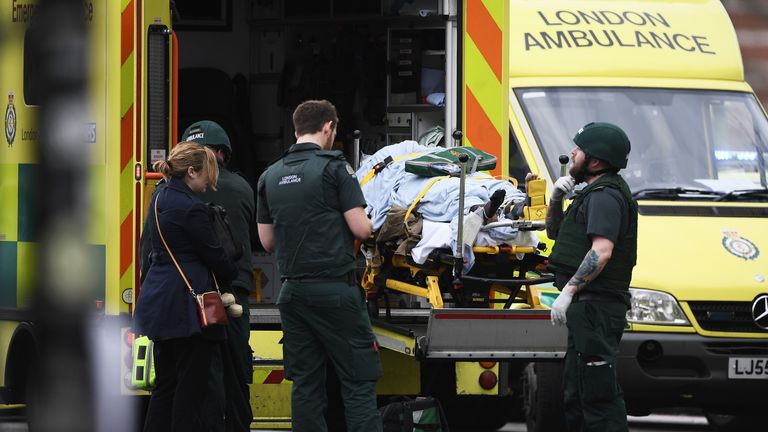A member of the public is treated by emergency services