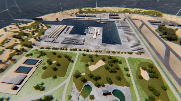 A group of European firms have announced plans to build an artificial island they say could provide power for 80 million homes. Pic: TenneT (Dutch TSO)