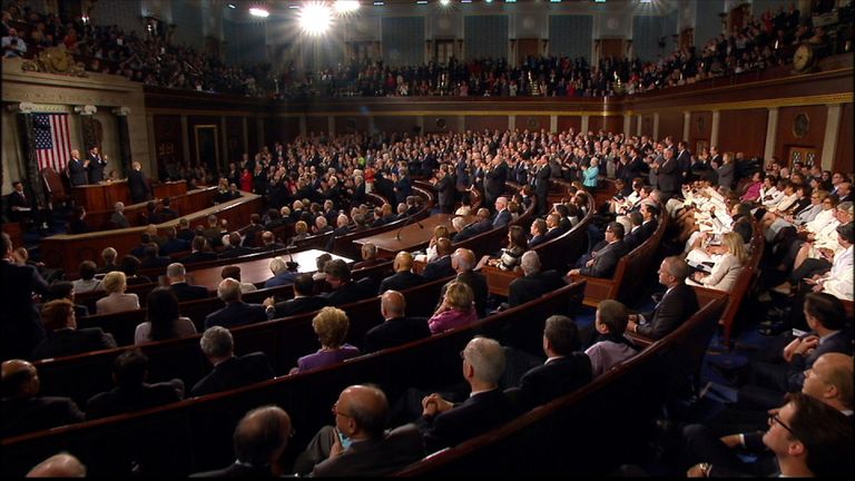 Trump received loud applause as he demanded Congress repeals and replaces Obamacare