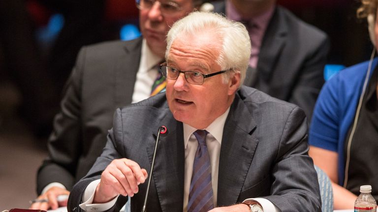 Vitaly Churkin speaks at a UN Security Council meeting in 2014