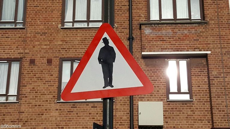 A sign in Stamford Hill, London, reported to police