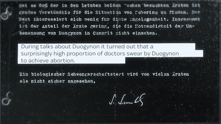 Translated documents show that Primodos was used by doctors in Germany for abortions