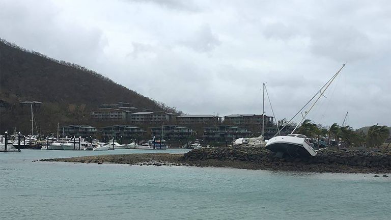 A boat that ran aground on Hamilton Island