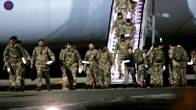 British troops arriving in Estonia on Friday, part of a NATO move to reinforce its eastern flank in a bid to deter a militarily resurgent Russia, the military said. 