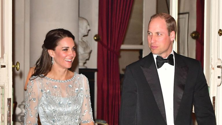 The couple arrive for a dinner hosted by Ambassador to France, Edward Llewellyn, at the British Embassy in Paris