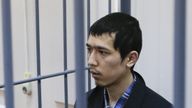 Abror Azimov attends a court hearing in Moscow