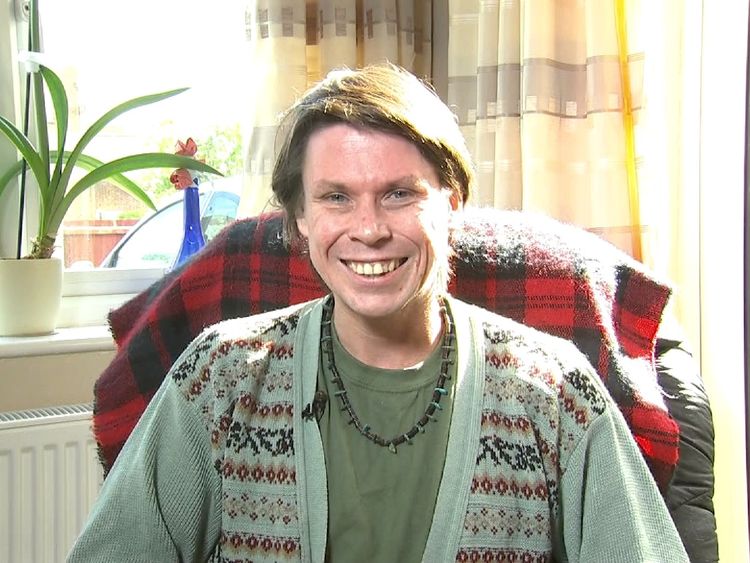 Lauri Love sat in lounge.