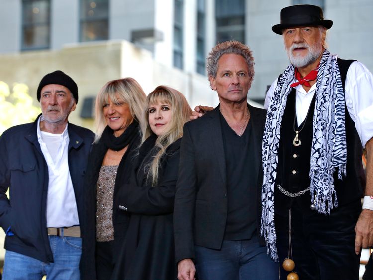 Members of the rock band Fleetwood Mac after a concert in New York