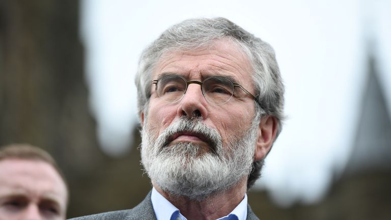 Sinn Fein President Gerry Adams pictured as gives his reaction to the EU Referendum vote at a press conference outside Stormont Castle on June 24, 2016 in Belfast, United Kingdom