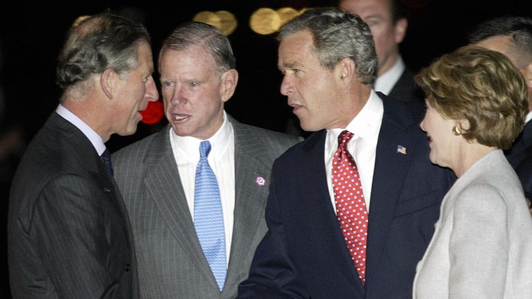 Prince Charles with President Bush and William Fraish, second left