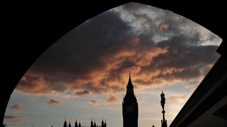 The Houses of Parliament in silhouette