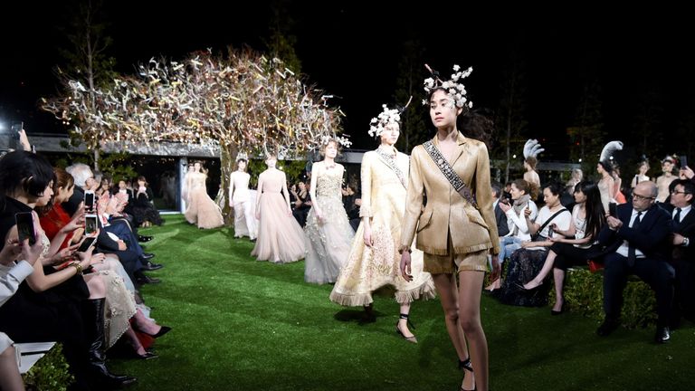 Models display creations of Christian Dior spring/summer 2017 haute couture collection 