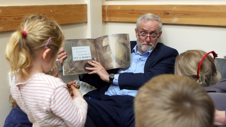 Jeremy Corbyn took some time out to read with children during a campaign stop in Bristol
