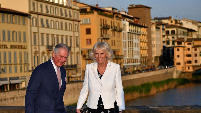 Prince Charles and Camilla in Florence at the start of the tour