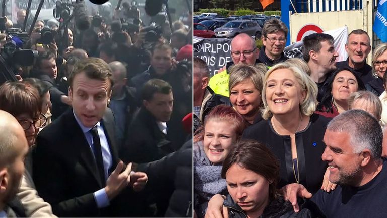 Emmanuel Macron (L) and Marine Le Pen