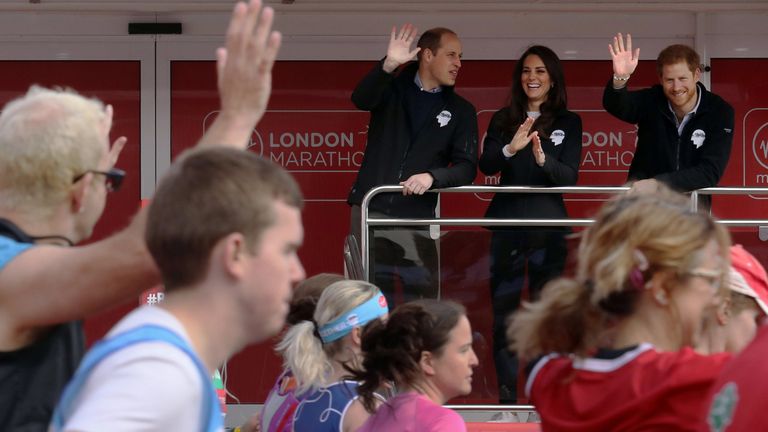 The Duke and Duchess of Cambridge and Prince Harry officially started the marathon