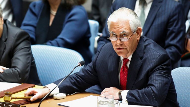 Rex Tillerson speaking to the UN Security Council 