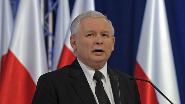 Jaroslaw Kaczynski, leader of Poland&#39;s conservative PiS (Law and Justice) party
